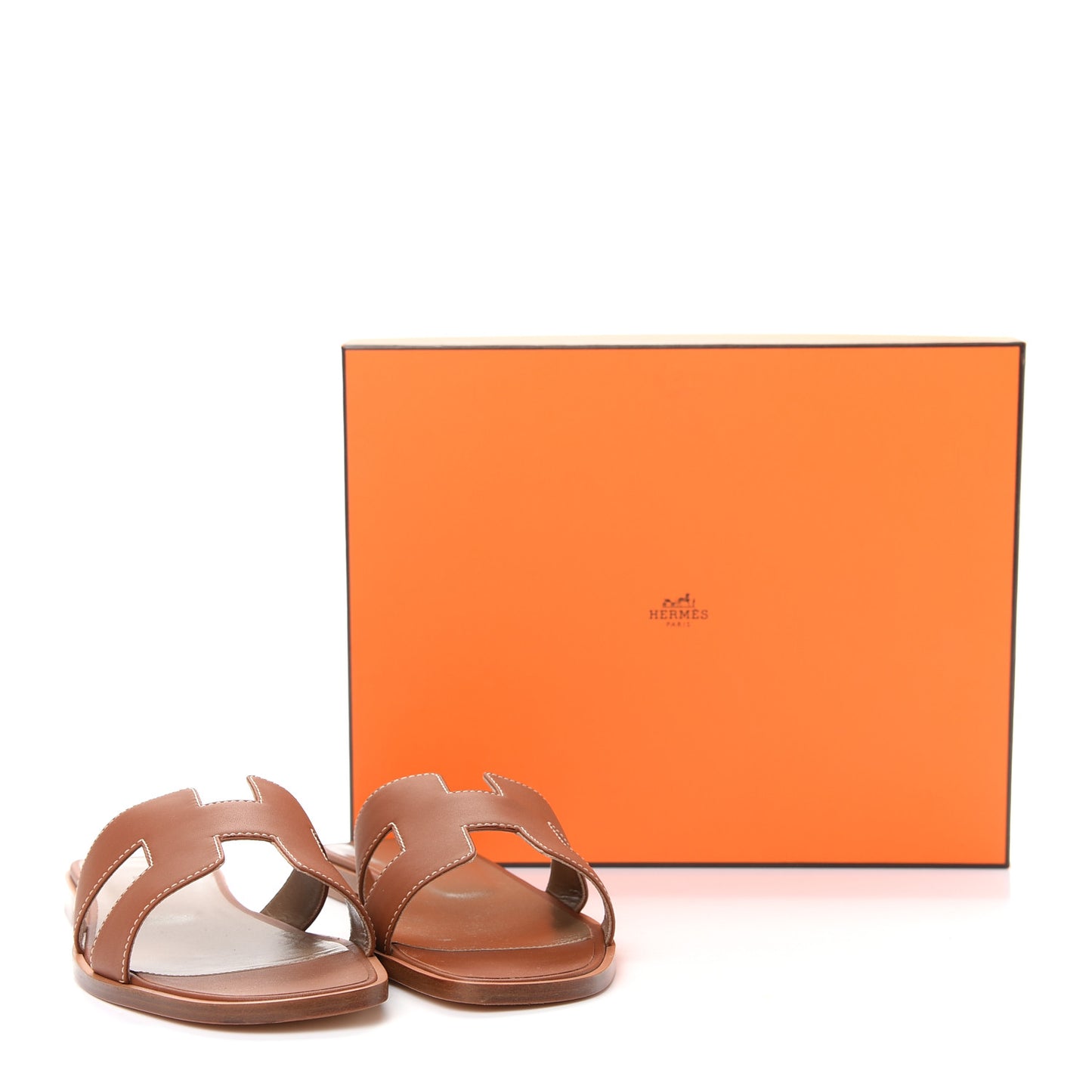 Box Calfskin Oran Sandals 38.5 Gold
