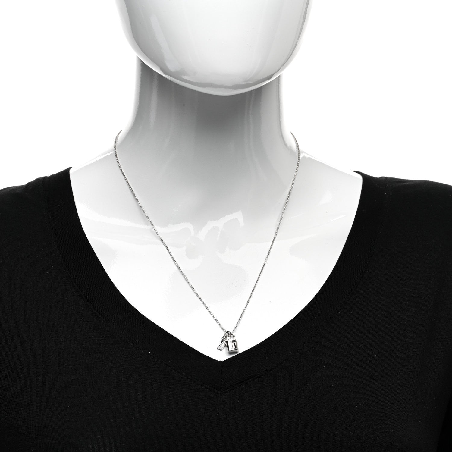 Louis Vuitton 18K White Gold Lockit Key Pendant Necklace 2 of 4