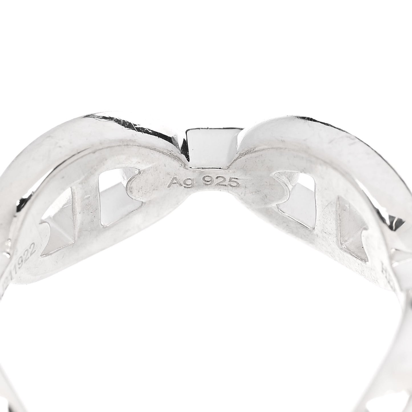 Sterling Silver PM Chaine d'Ancre Enchainee Band Ring 55 7.25