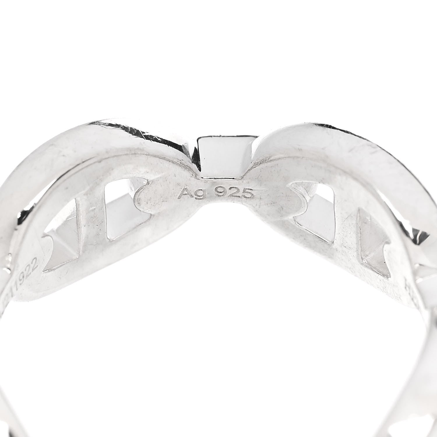 Hermes Sterling Silver PM Chaine d'Ancre Enchainee Band Ring 55 7.25 8 of 9