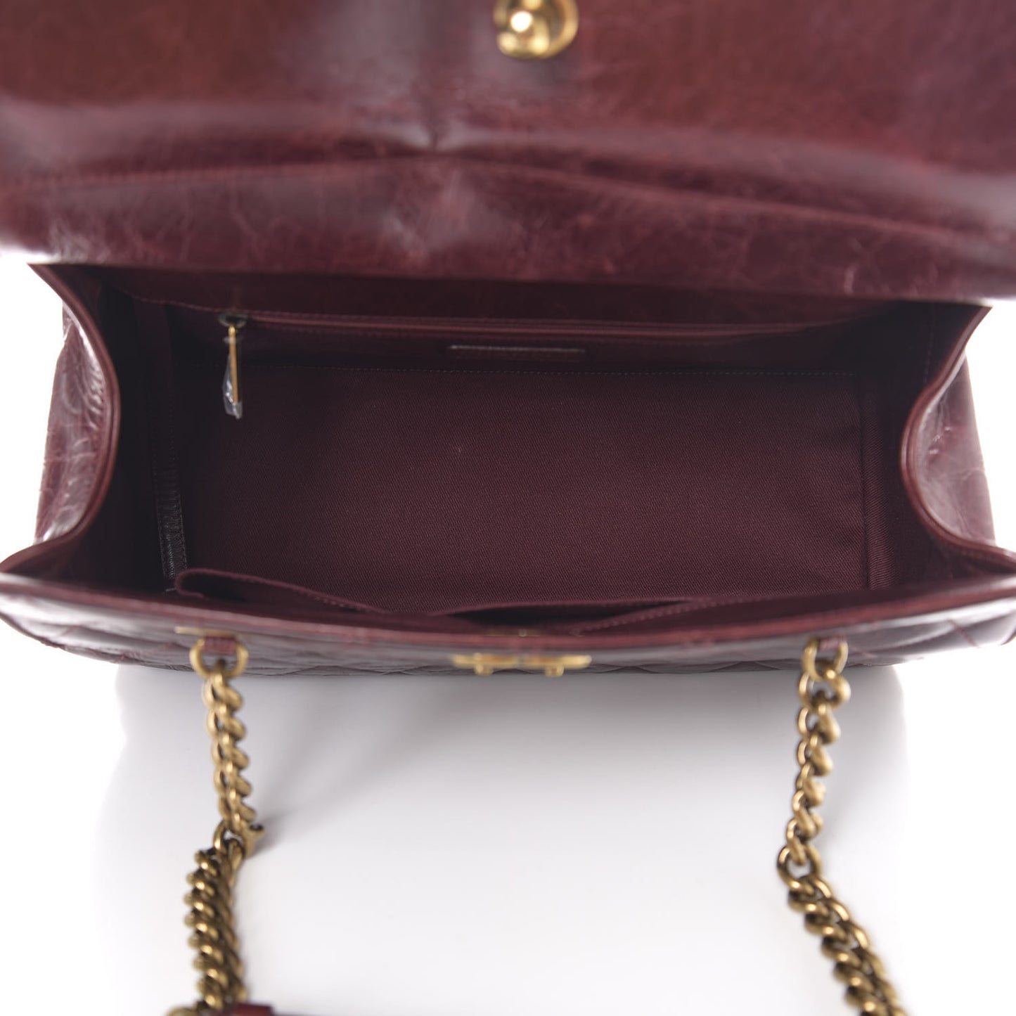 Glazed Calfskin Perfect Edge Tote Bordeaux