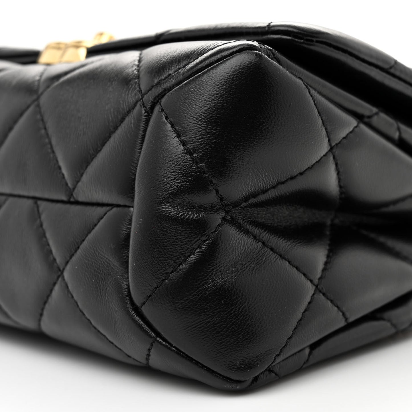 Lambskin Quilted Small Color Match Flap Black