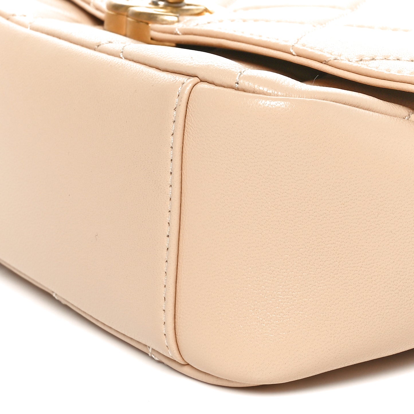 Lambskin Quilted CC Coin Flap Bag Beige