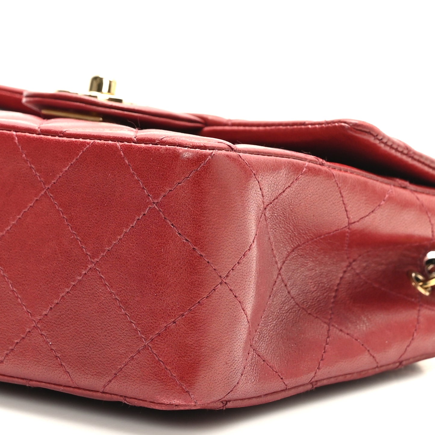 Lambskin Quilted Mini Square Flap Dark Red