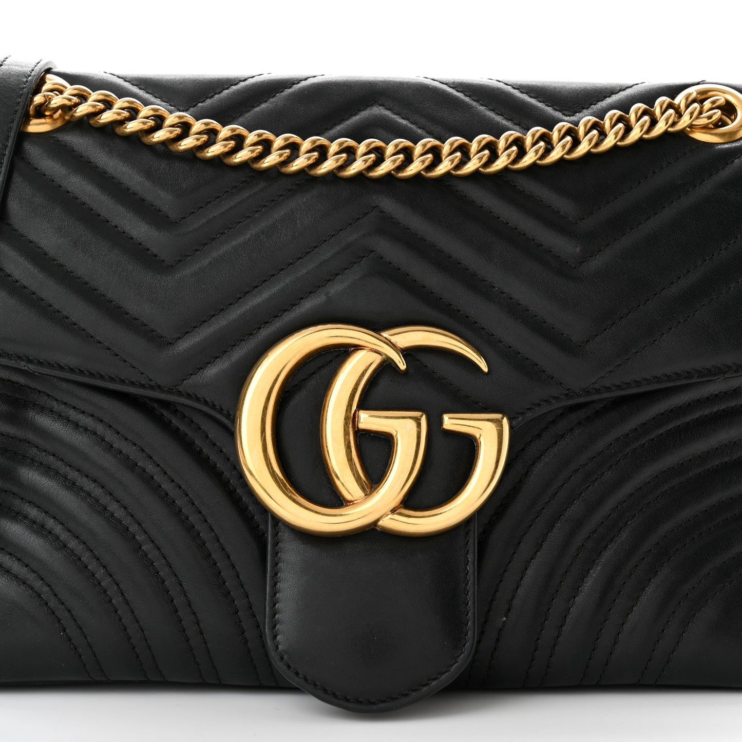 Calfskin Matelasse Medium GG Marmont Shoulder Bag Black