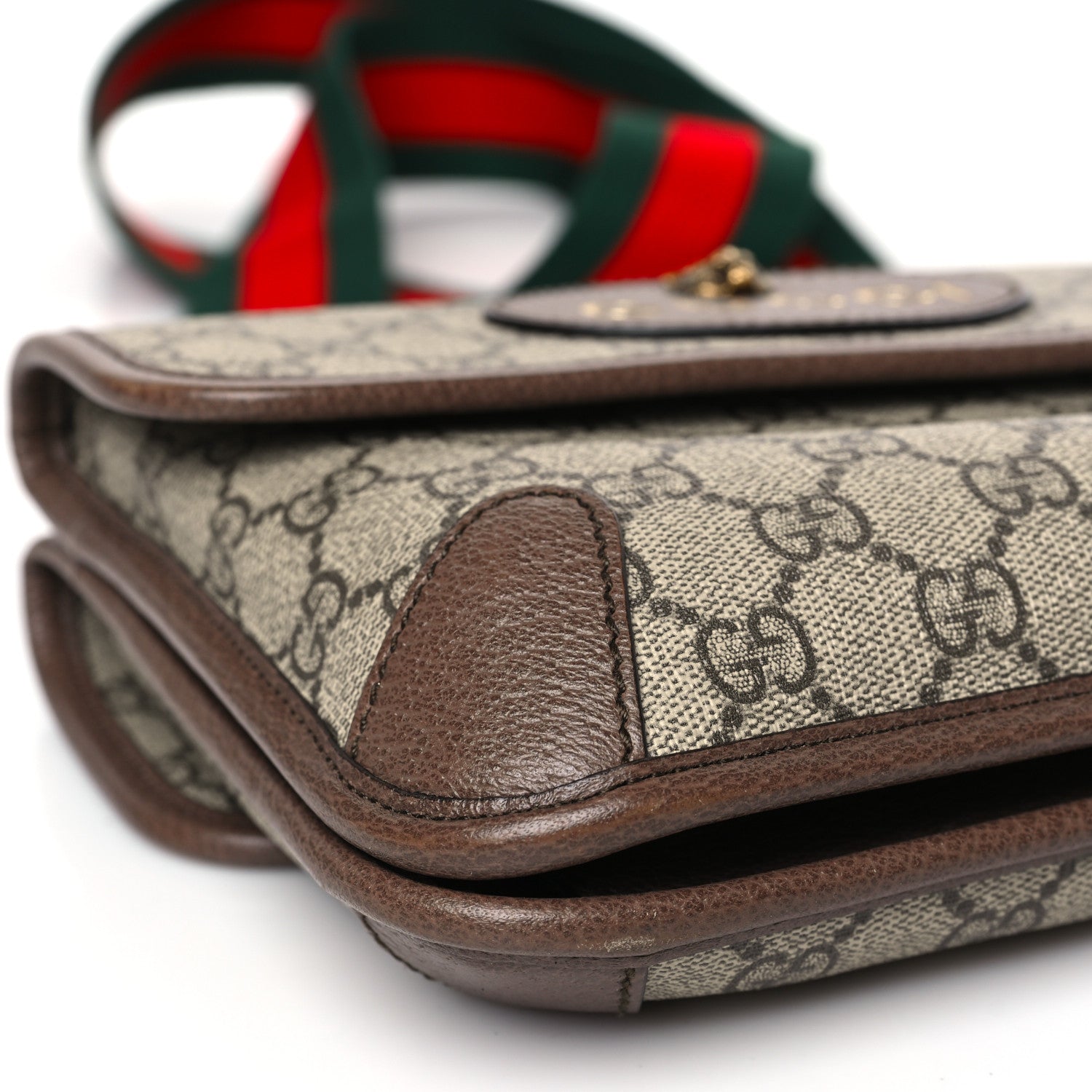 Gucci GG Supreme Monogram Web Small Neo Vintage Double Flap Messenger Bag Beige New Acero 8 of 9