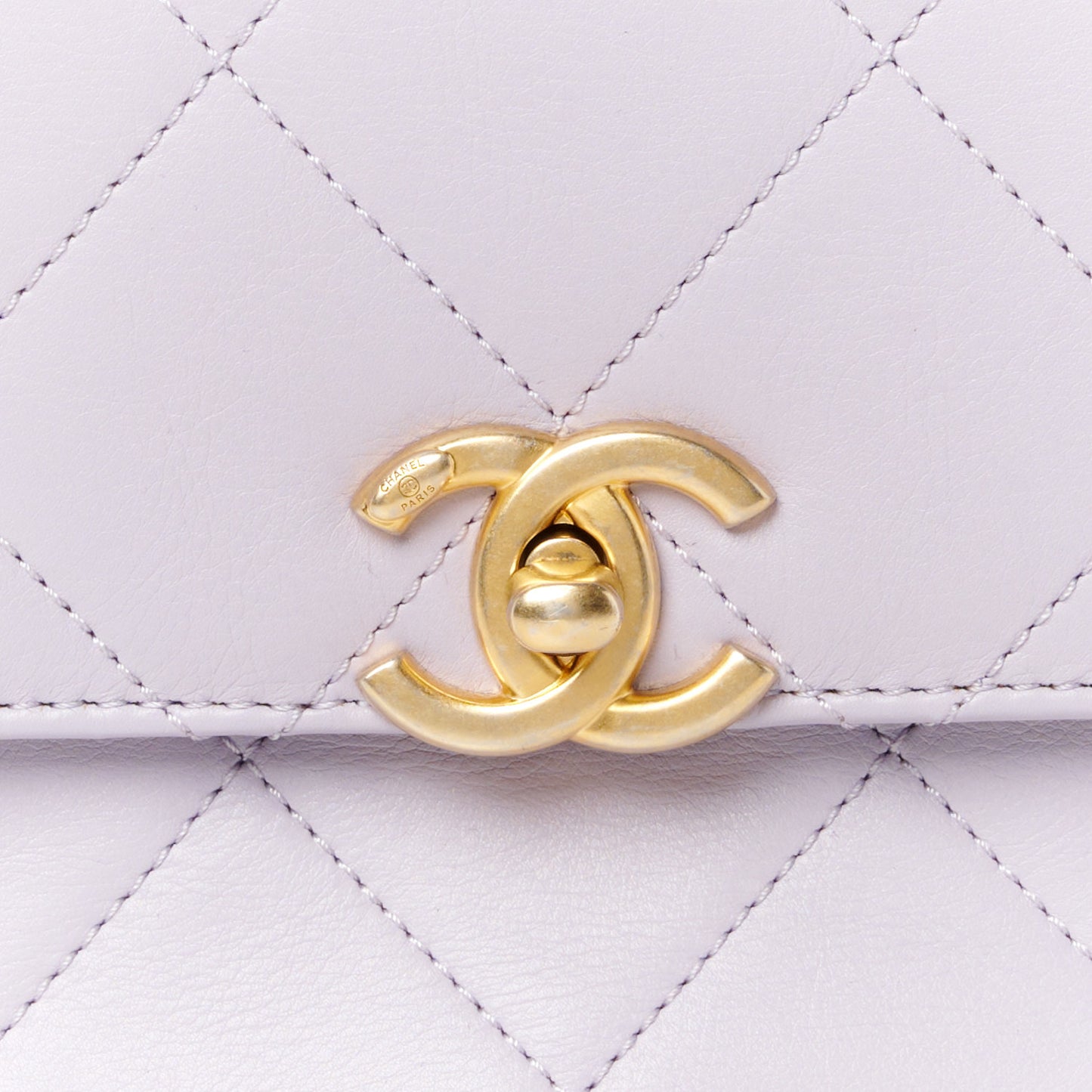 Calfskin Quilted Small Framing Chain Bag Light Purple