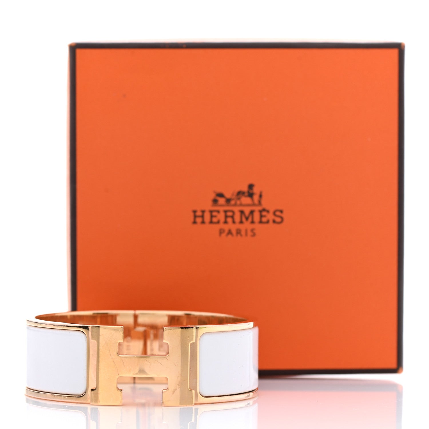 Hermes Enamel Wide Clic Clac H Bracelet PM White 6 of 6