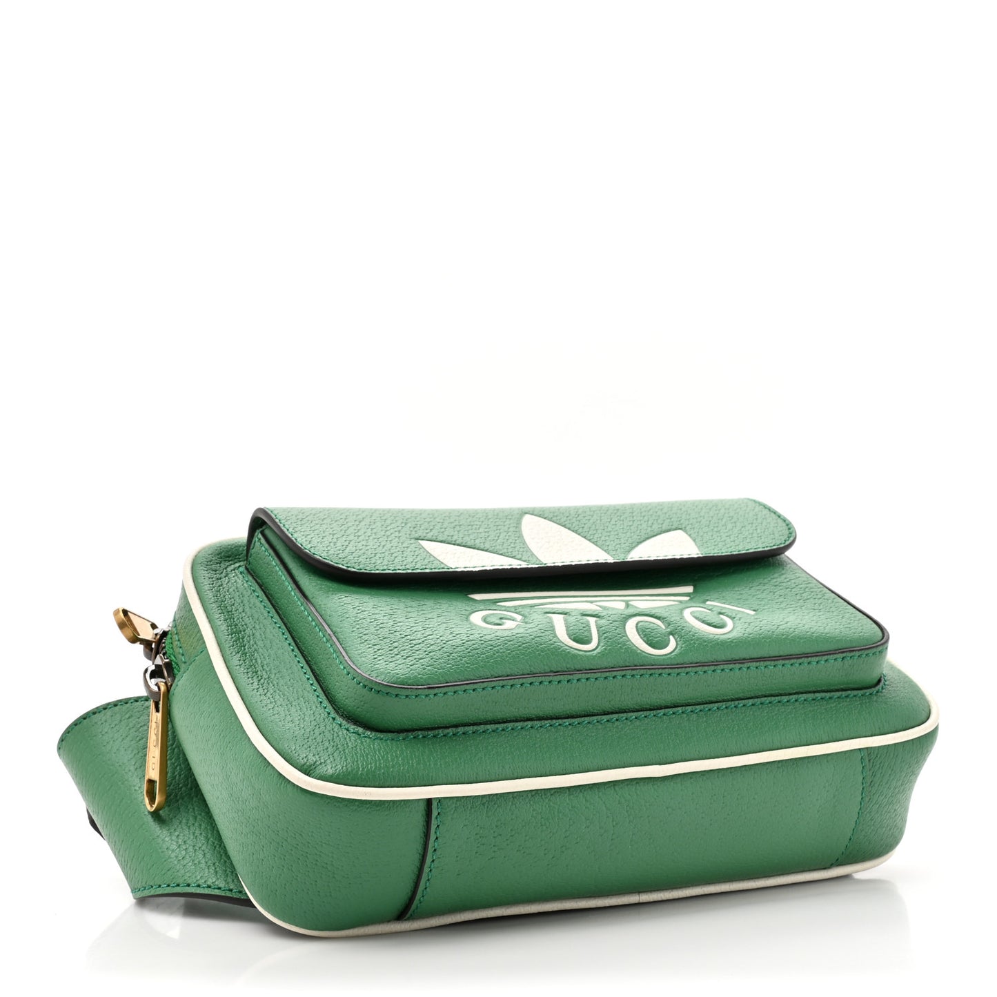 X ADIDAS Textured Dollar Calfskin Belt Bag Green