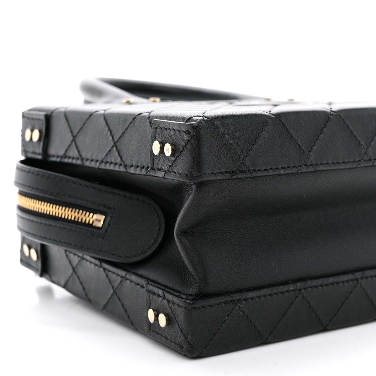 Chanel Calfskin Quilted Studded Square Vanity Case Black 9 of 10
