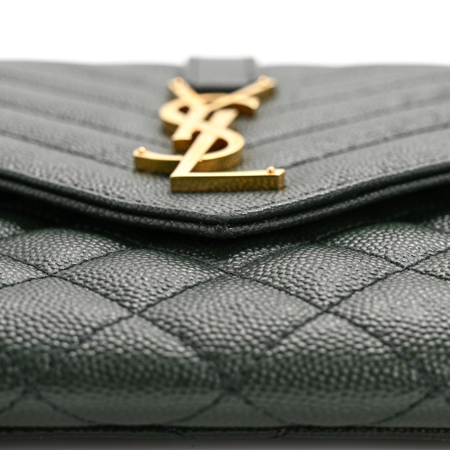 Grain De Poudre Textured Mixed Matelasse Triquilt Monogram Clutch Vert Fonce