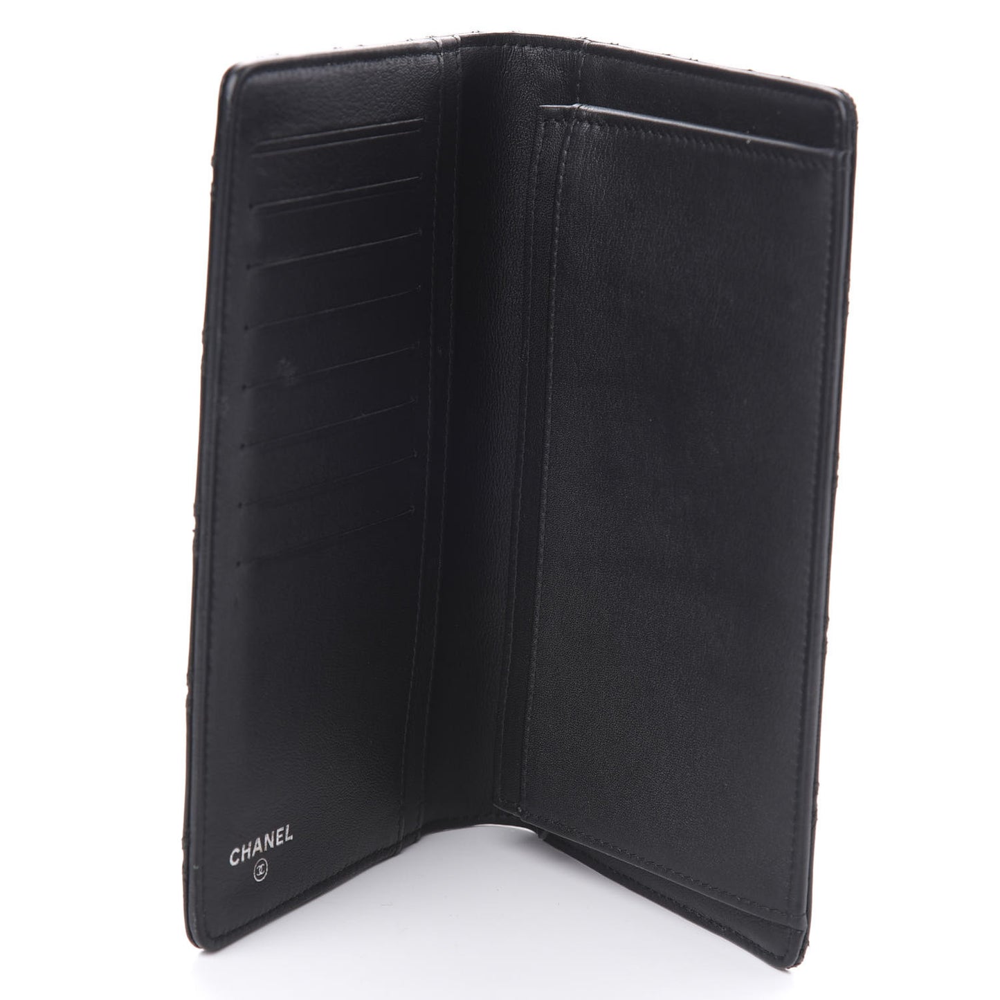 Calfskin Diamond Stitched Wallet Black