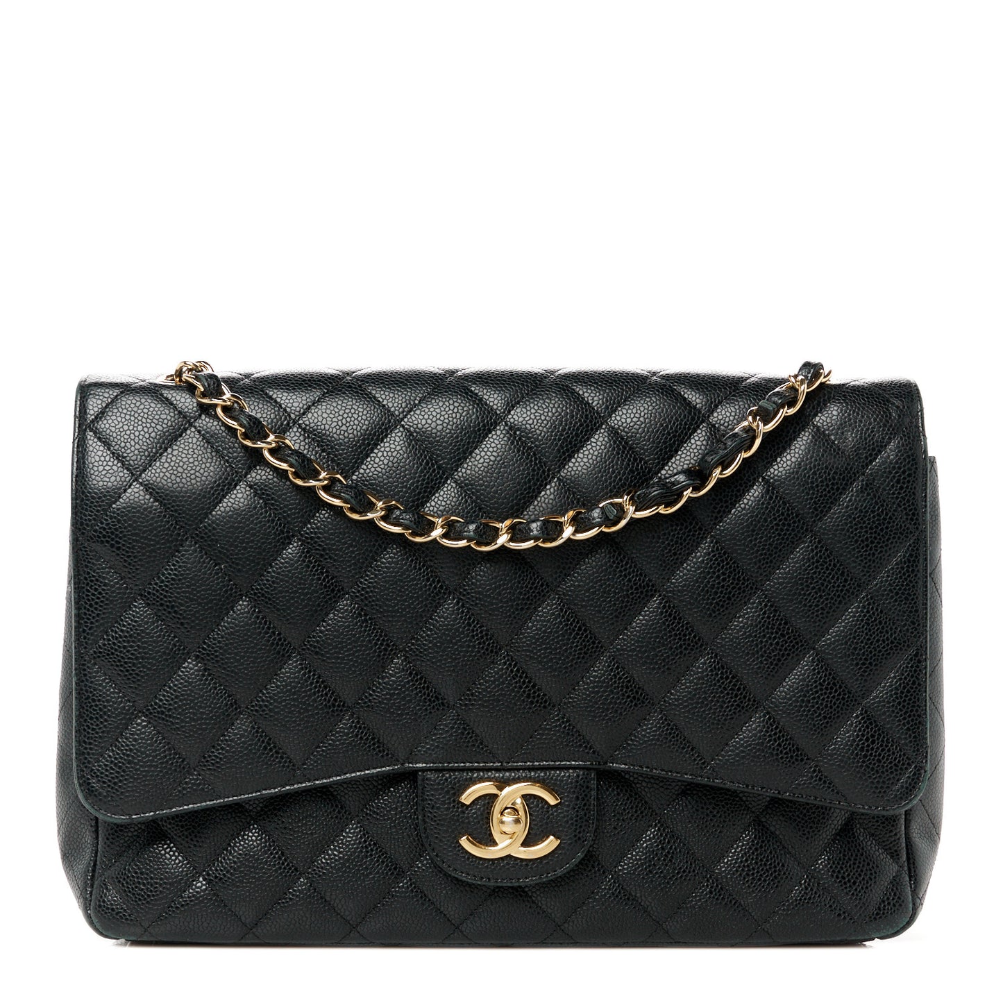 Caviar Quilted Maxi Double Flap Black