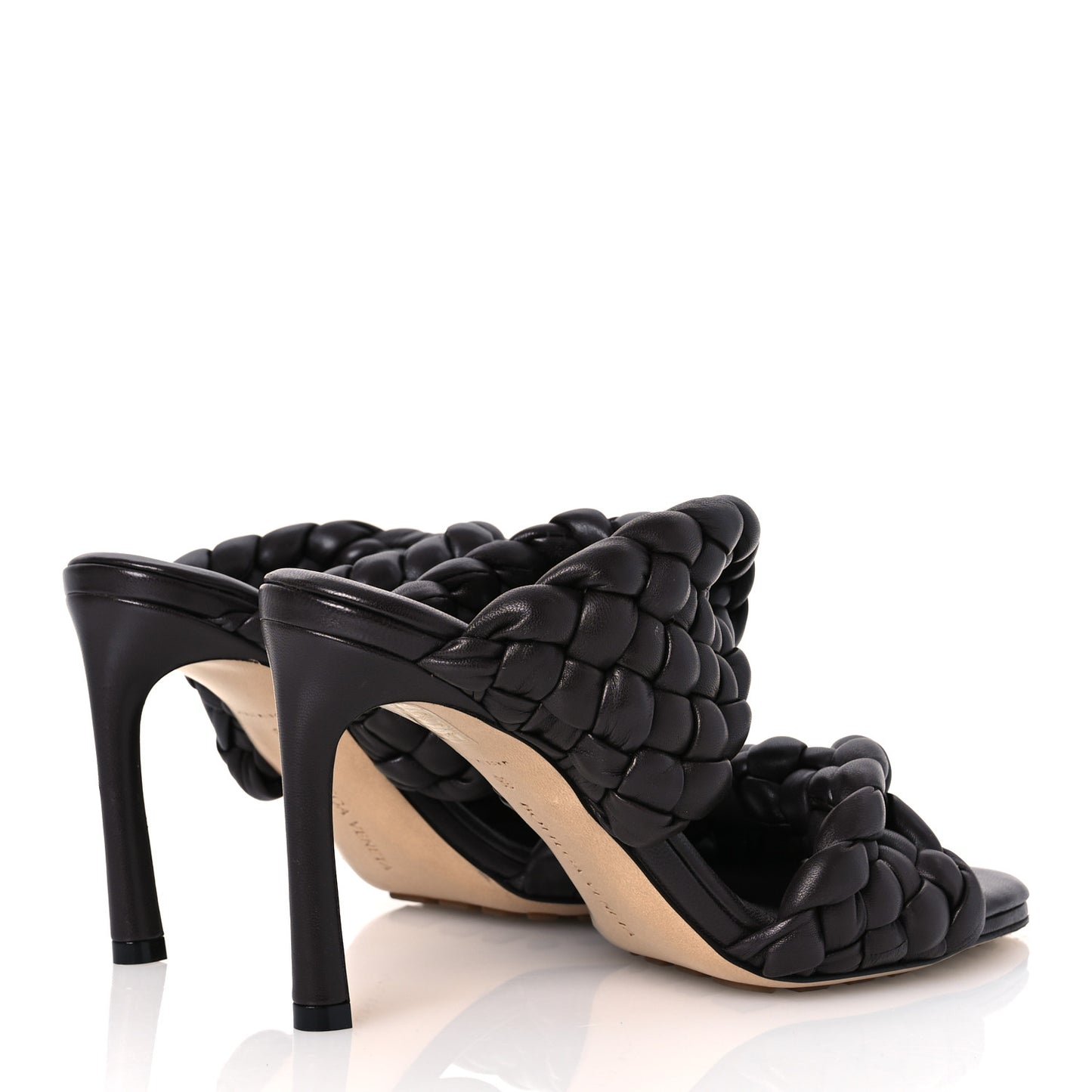 Nappa Twisted Padded Intrecciato Curve Slide Sandals 36 Fondant