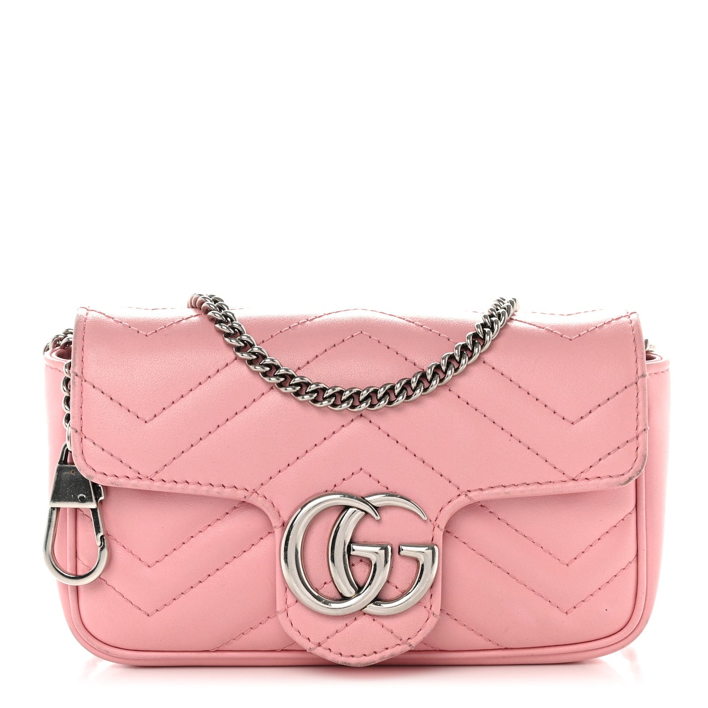 Calfskin Matelasse Super Mini GG Marmont Shoulder Bag Wild Rose