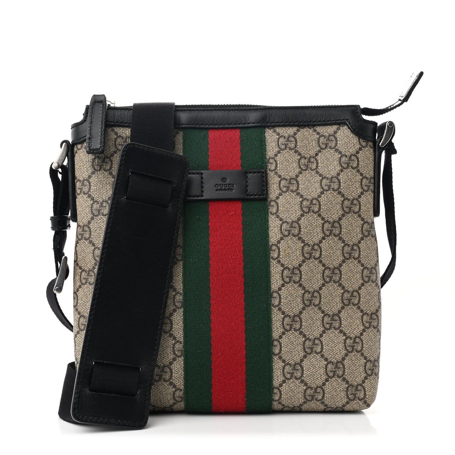 Gucci GG Supreme Monogram Web Messenger Bag Black 1 of 12