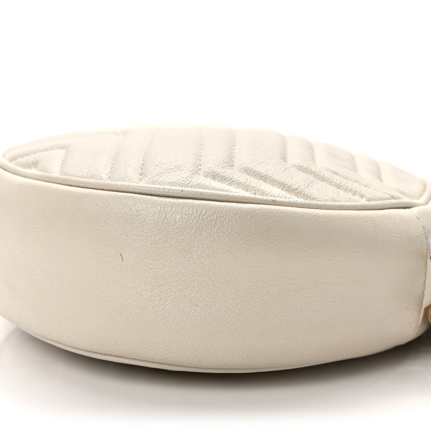 Calfskin Matelasse Mini GG Marmont Round Shoulder Bag White