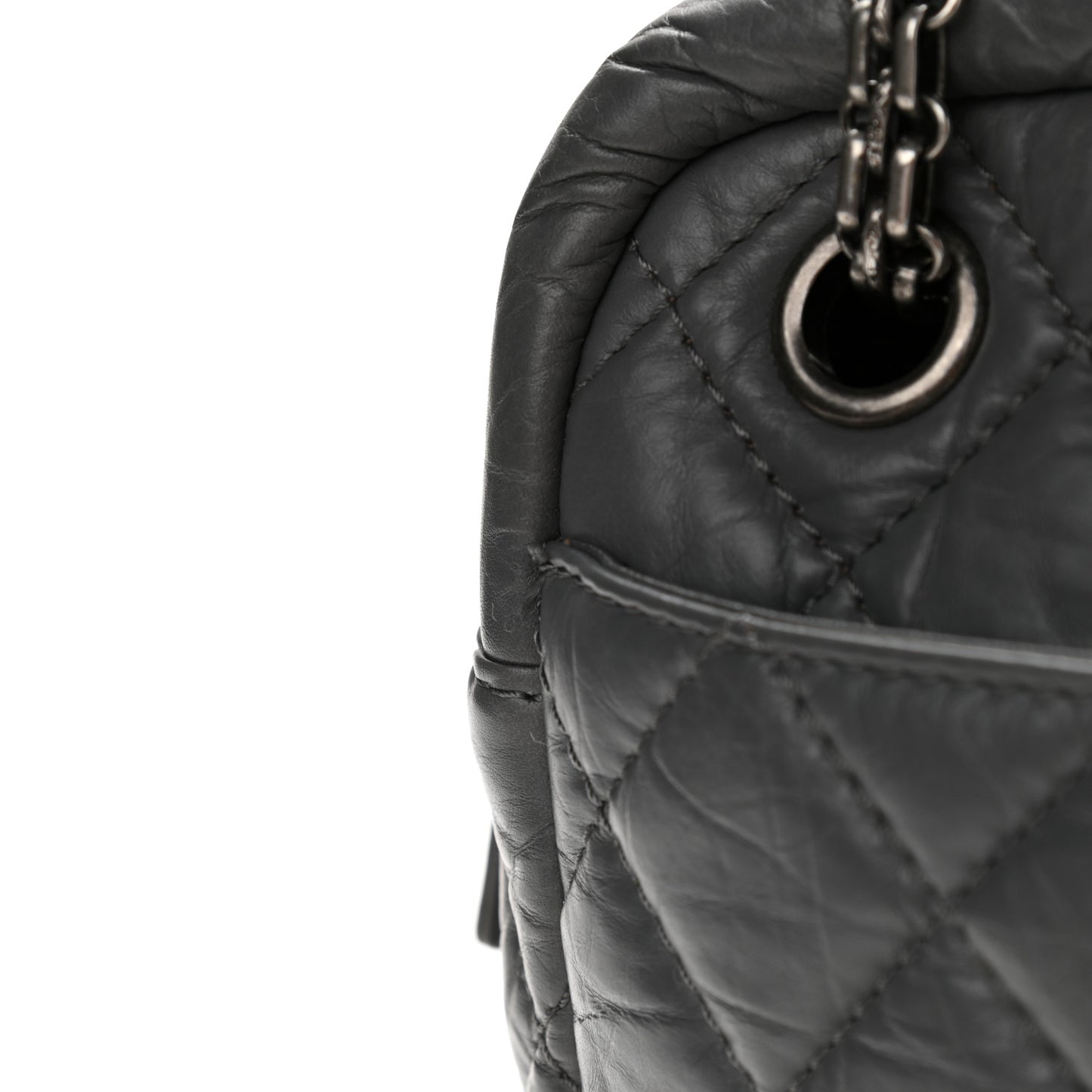 Aged Calfskin Quilted Large Reissue Camera Case Grey