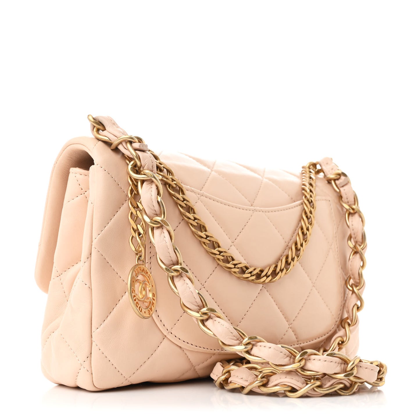 Lambskin Quilted Medium Fancy Jewel Flap Pink