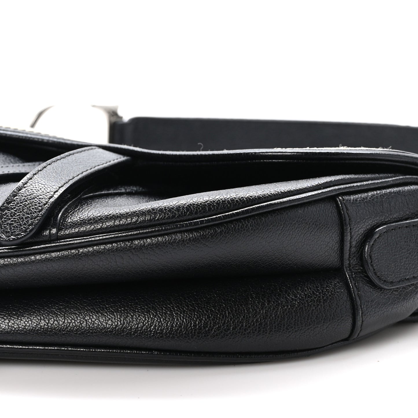 Shiny Goatskin Saddle Bag Black