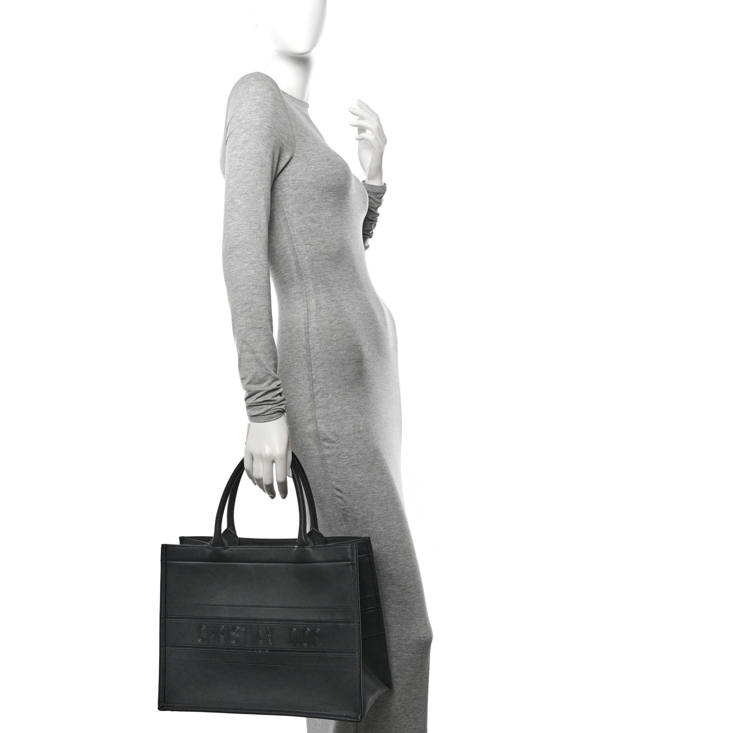 Calfskin Embossed Medium Book Tote Black