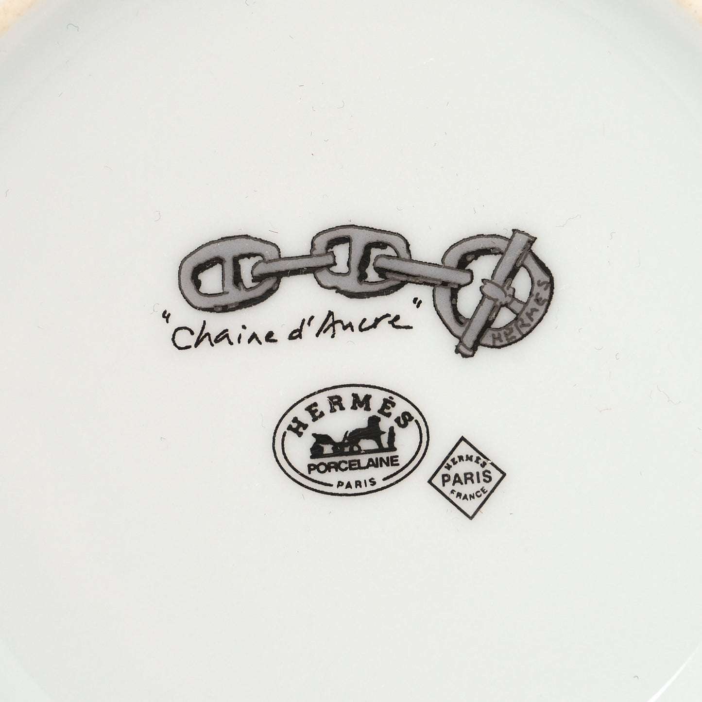 Porcelain Platinum Chaine d'Ancre Tea Cup and Saucer Set of 2