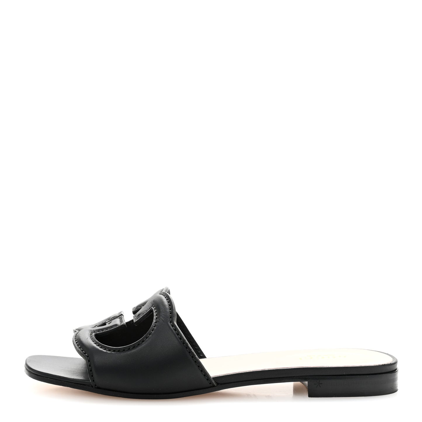 Cosmos Softy Calfskin Interlocking G Cut Out Slide Sandals 36.5 Black