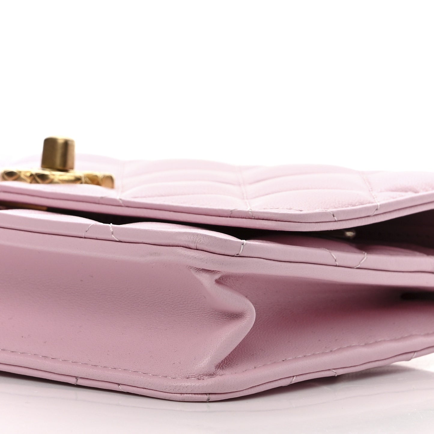 Lambskin Quilted Logo WOC Wallet On Chain Pink