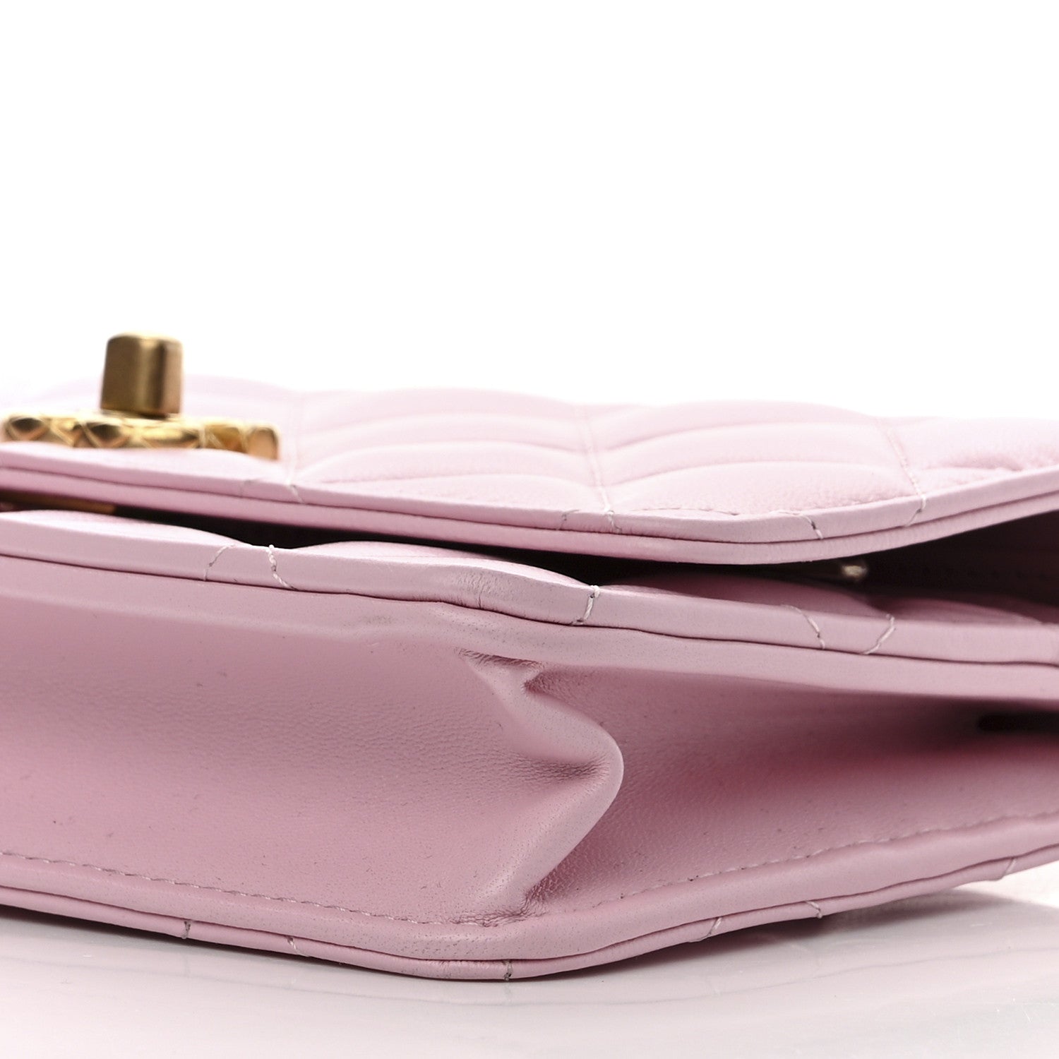 Chanel Lambskin Quilted Logo WOC Wallet On Chain Pink 11 of 17