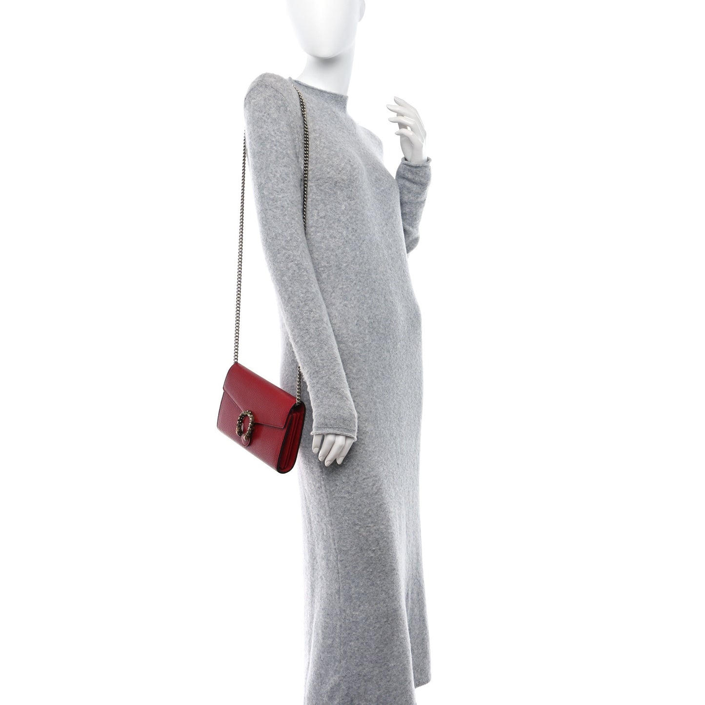 Calfskin Mini Dionysus Chain Wallet Hibiscus Red