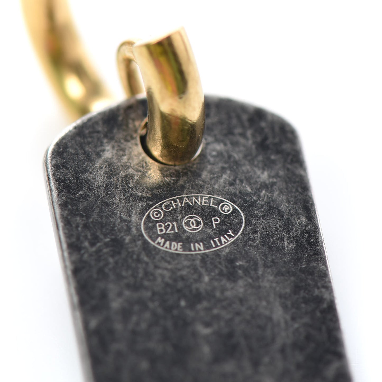ID Dog Tag Earrings Ruthenium Gold