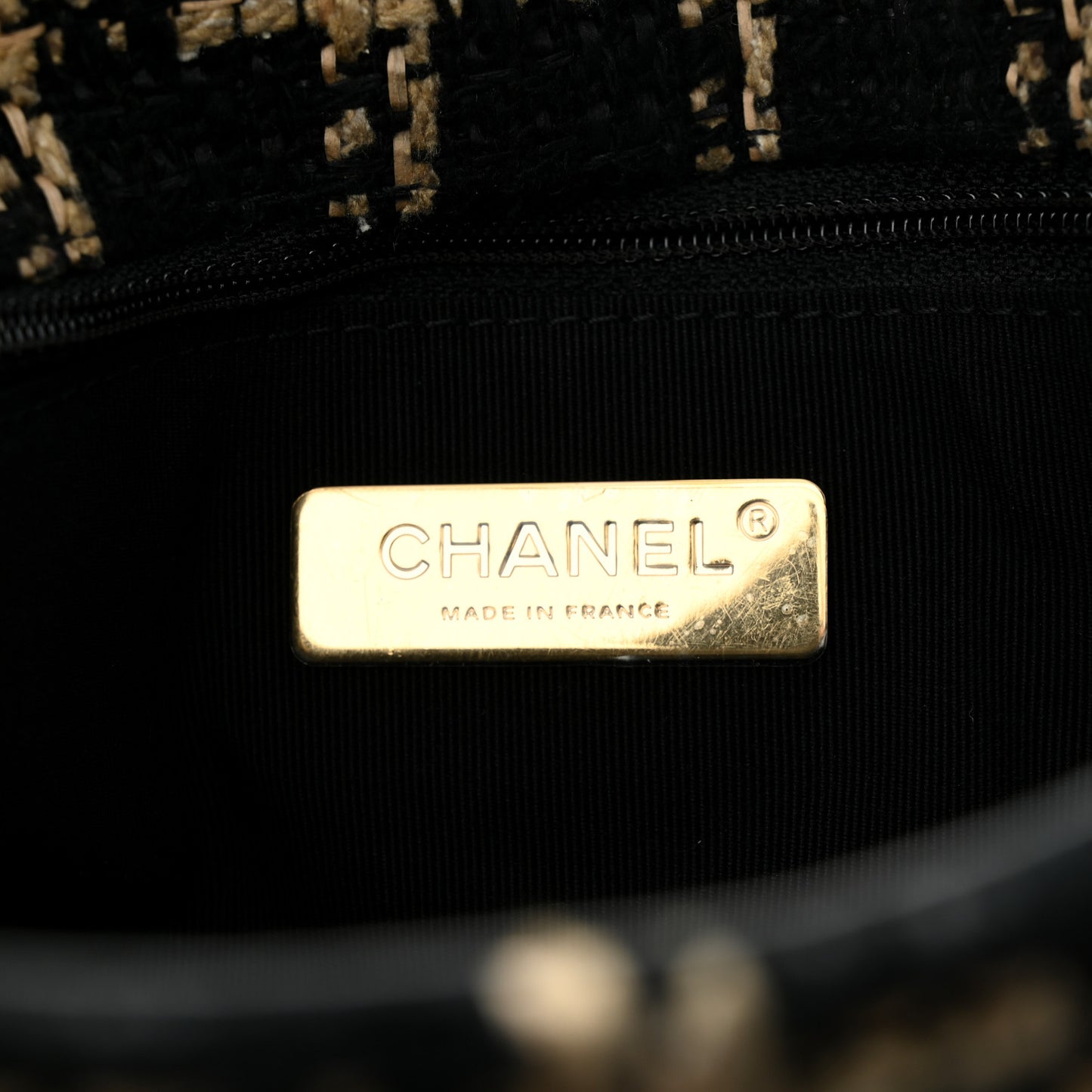 Tweed Quilted Medium Chanel 19 Flap Black Beige