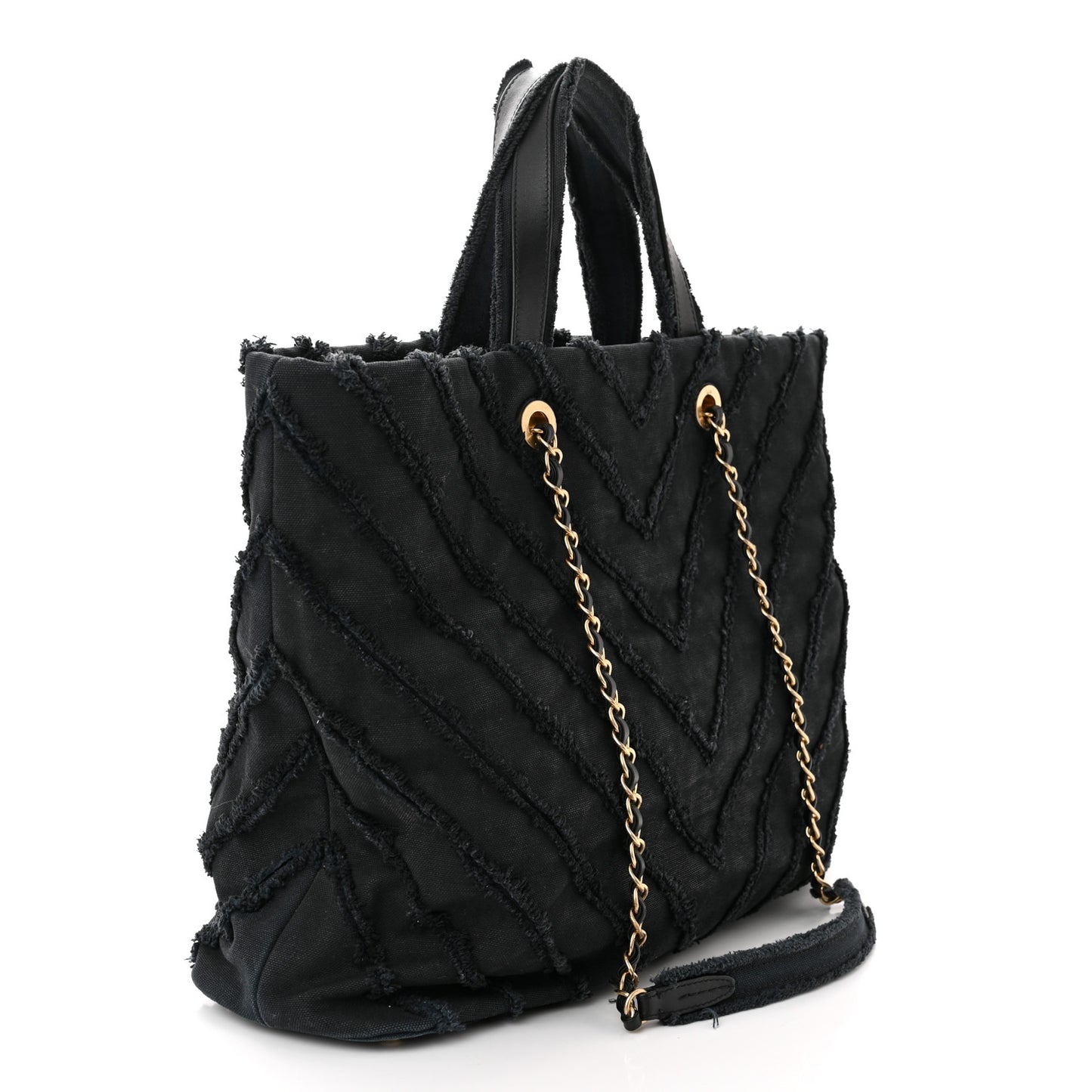 Canvas Chevron Cuba Patchwork Shopper Tote Black