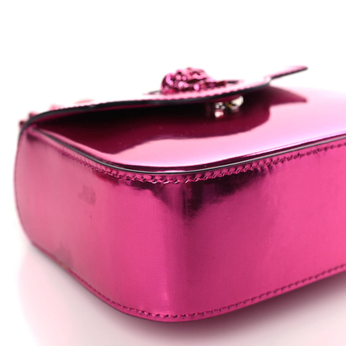 Metallic Calfskin Mini La Medusa Bag Fuchsia