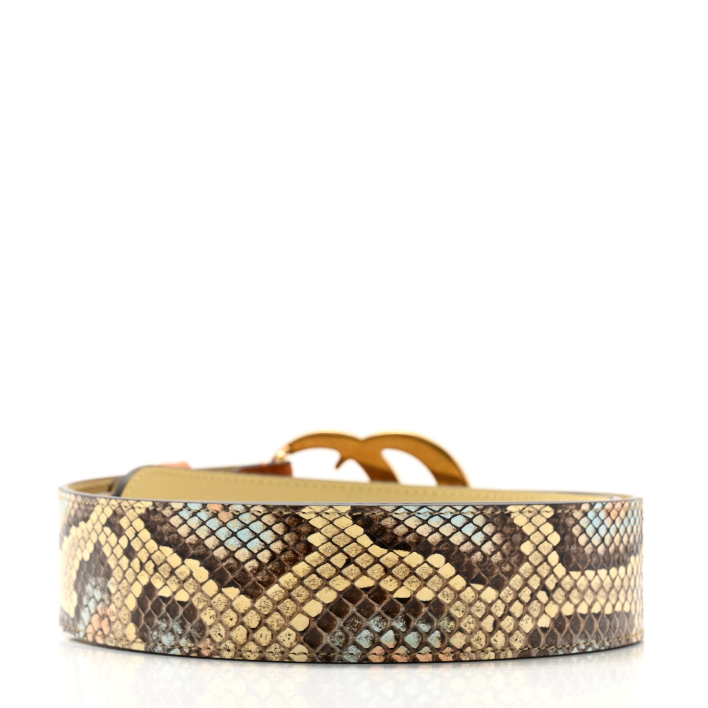 Ostrich Snakeskin Double G 40mm Belt 95 38 Gold Cloud Butter Ivory Paradise Cloud
