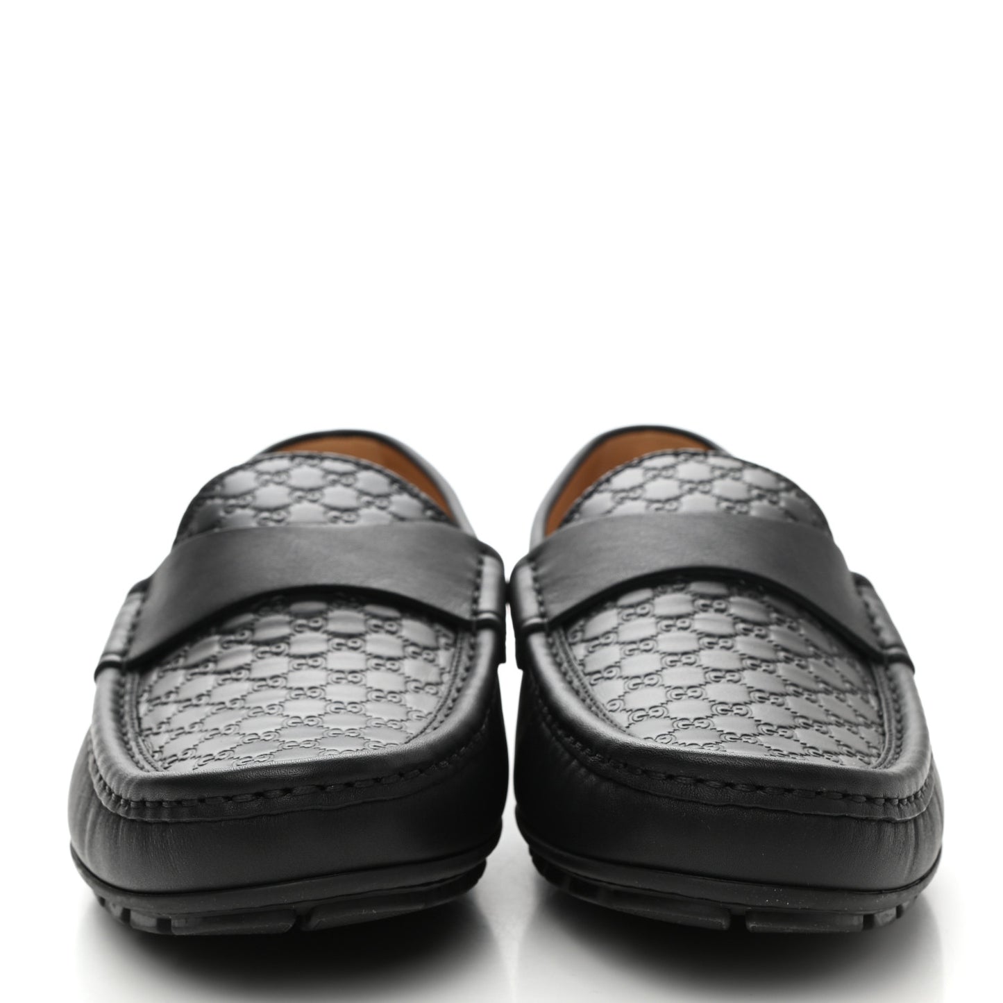 Calfskin Miro Soft Microguccissima Mens Driver Loafers 7.5 Black