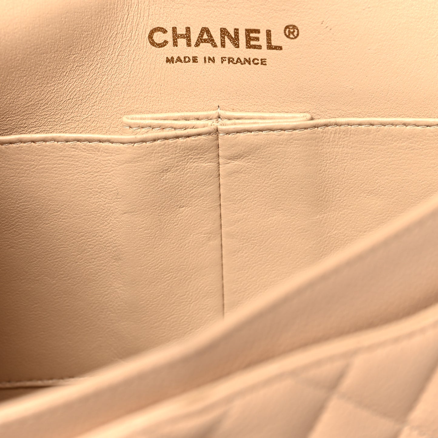 Caviar Quilted Medium Double Flap Beige