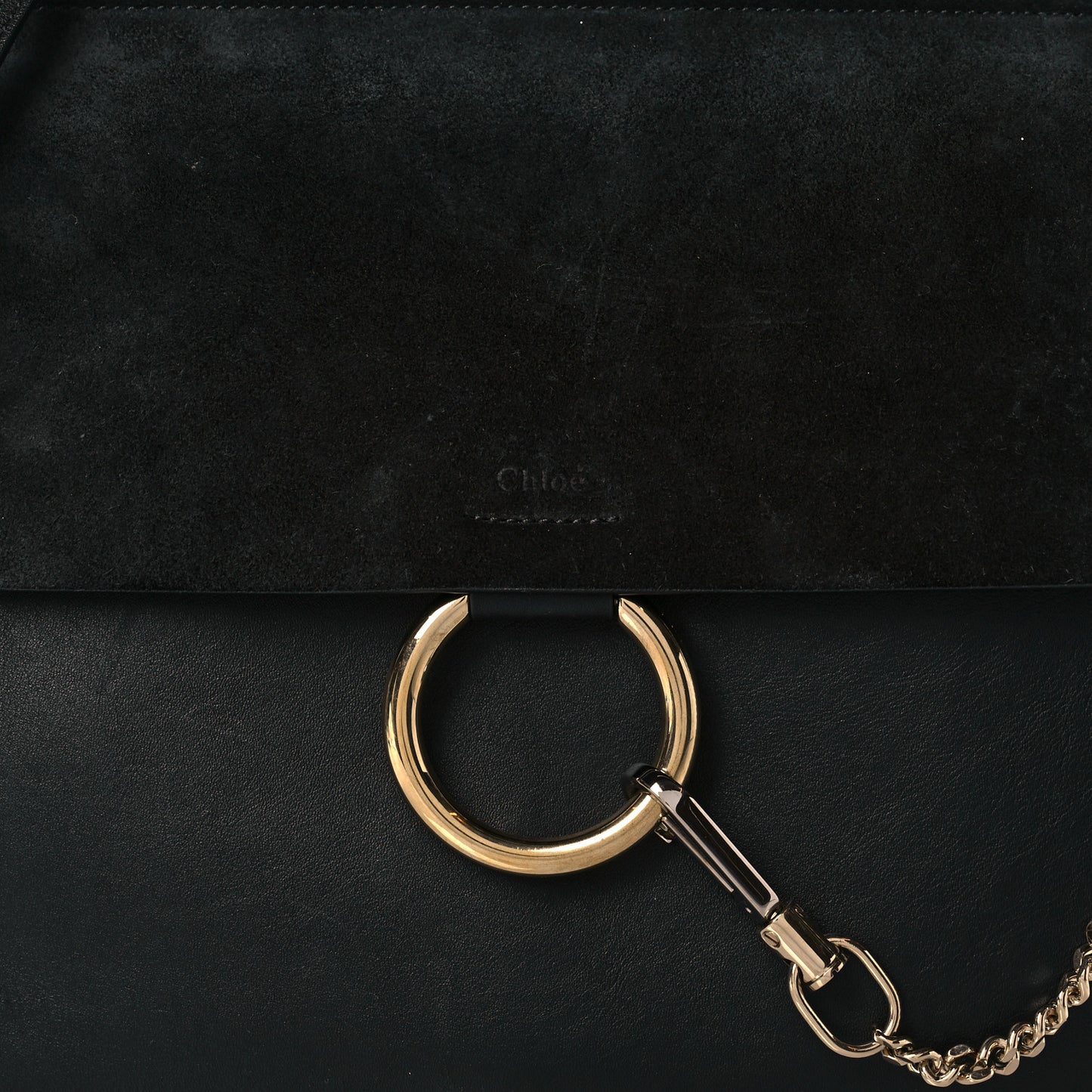 Suede Calfskin Medium Faye Shoulder Bag Black