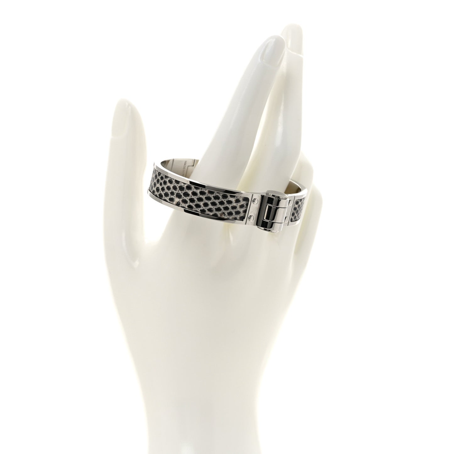 Lizard Charniere Cuir Narrow Hinged Bracelet M Ombre