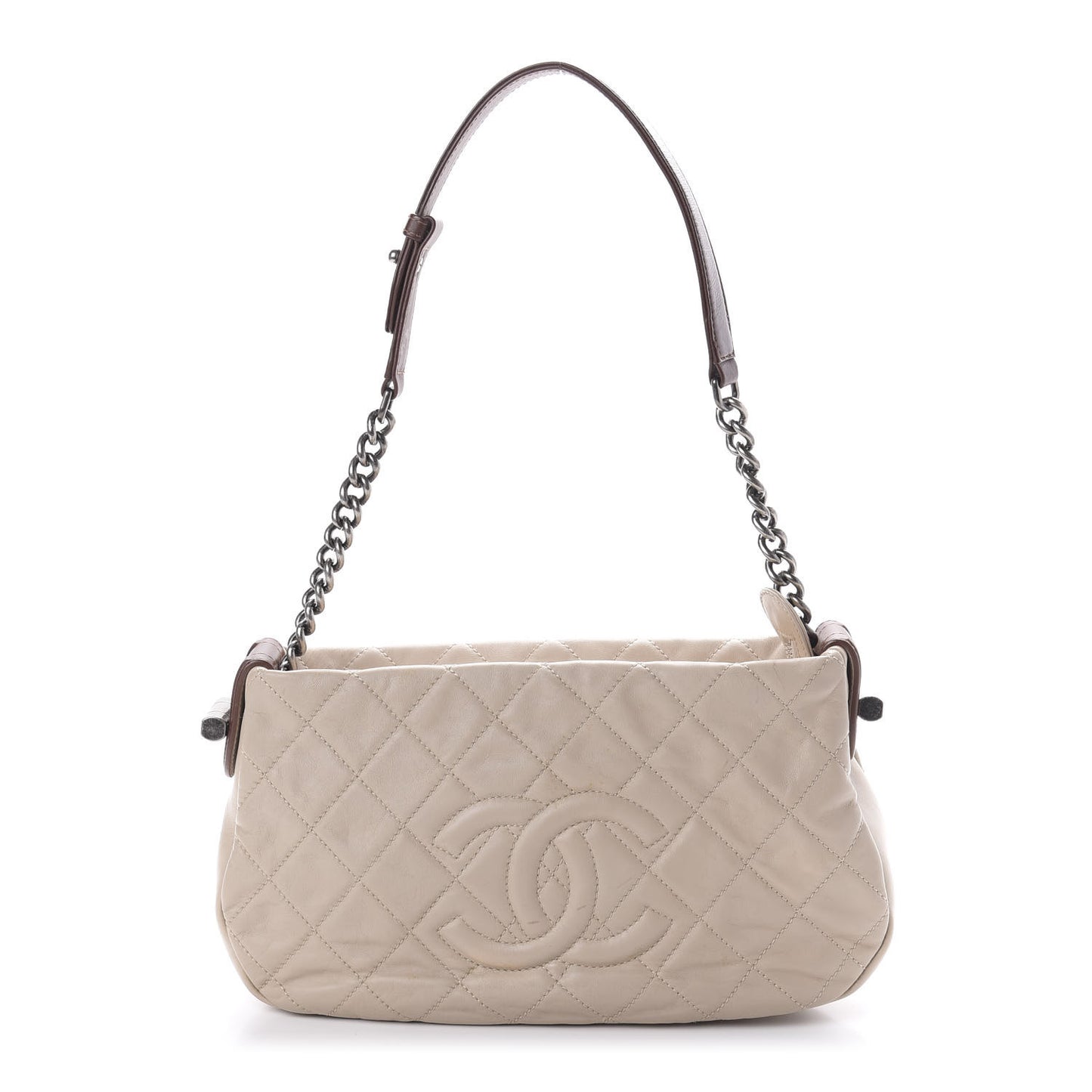 Calfskin Country Chic Small Shoulder Bag Ecru Brown