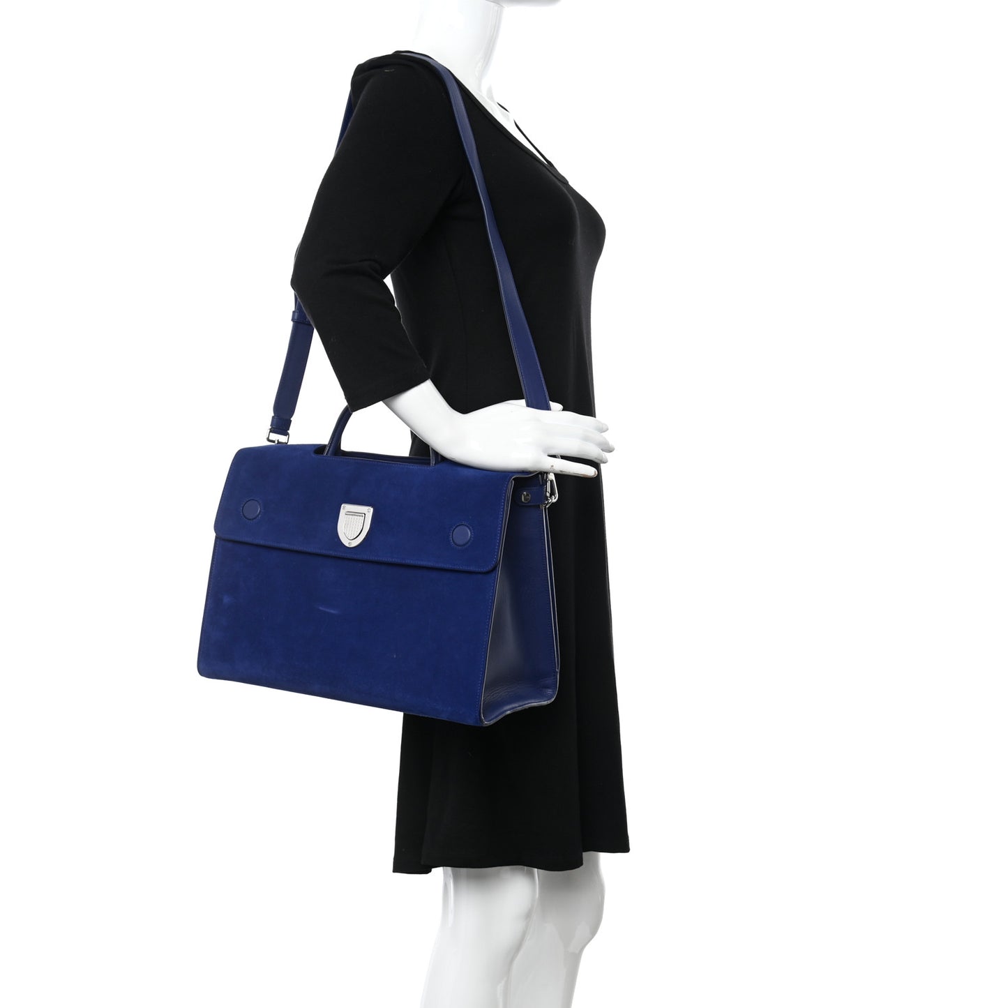 Suede Large Diorever Flap Navy
