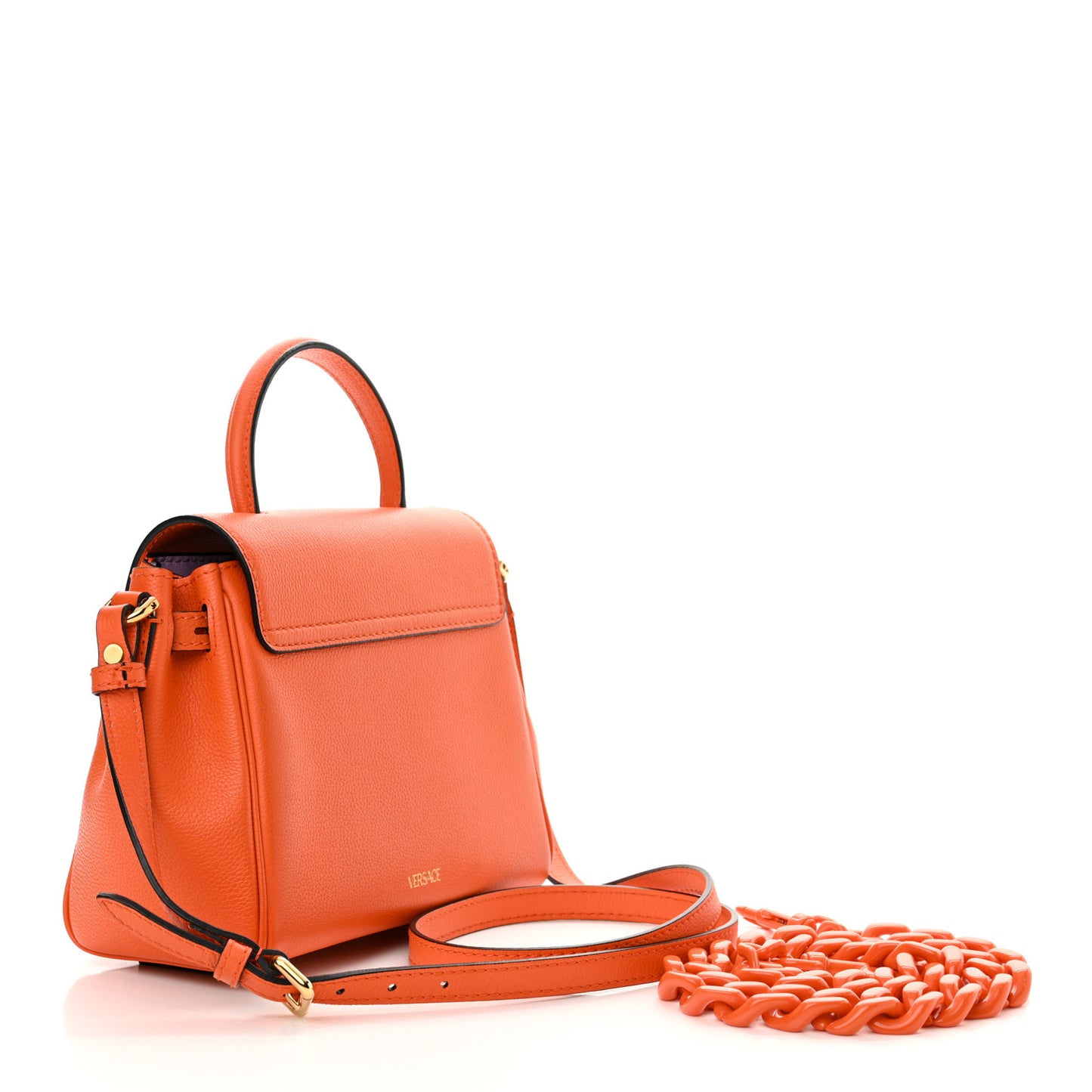 Grained Calfskin Small La Medusa Bag Orange
