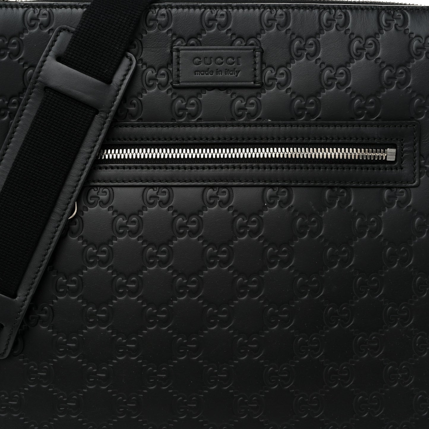 Guccissima Signature Medium Flat Messenger Bag Black