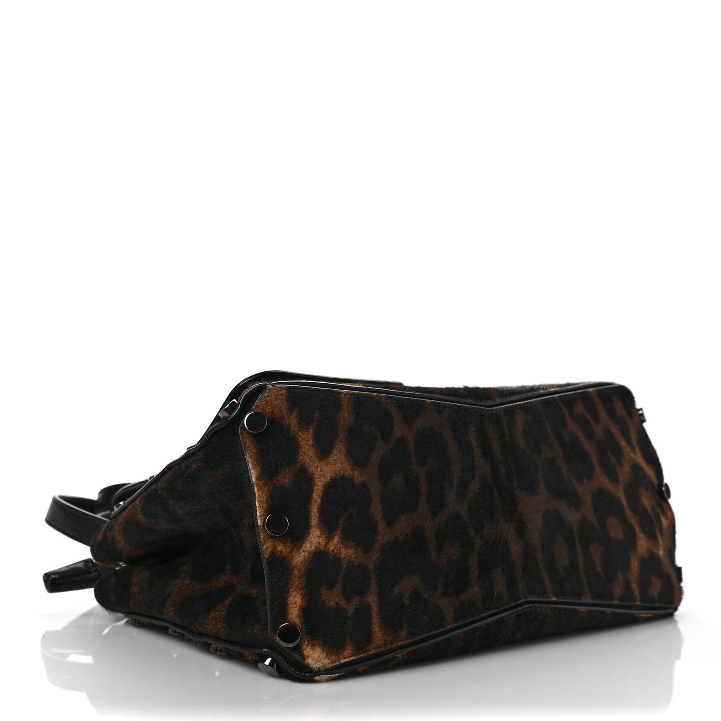 Pony Hair Leopard Medium Lockett Shoulder Bag Black