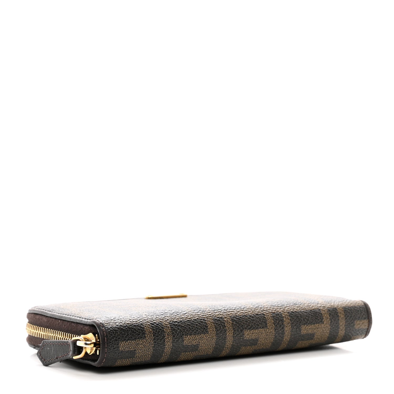 Fendi Zucca Spalmati Vitello Elite Zip Around Wallet Tobacco Ebano 4 of 7