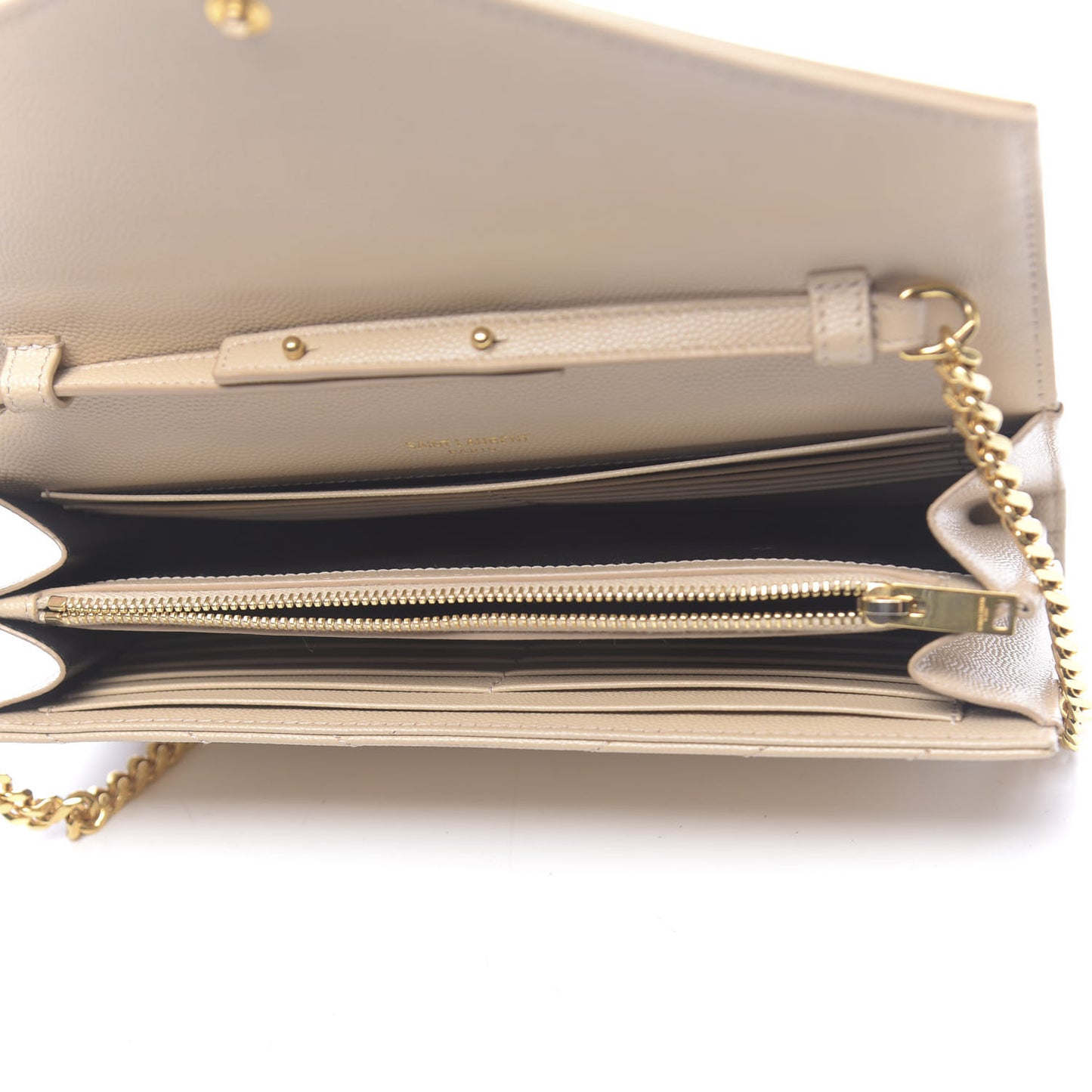 Grain De Poudre Matelasse Chevron Monogram Chain Wallet Nude Powder