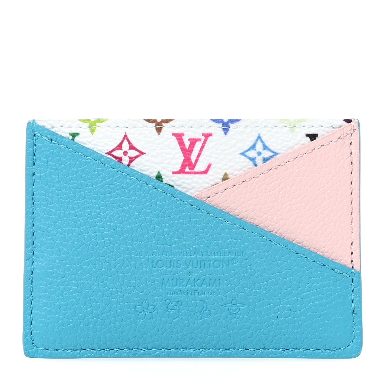 LV X TM Monogram Multicolor Criss-Cross Card Holder Kabira Blue Rose