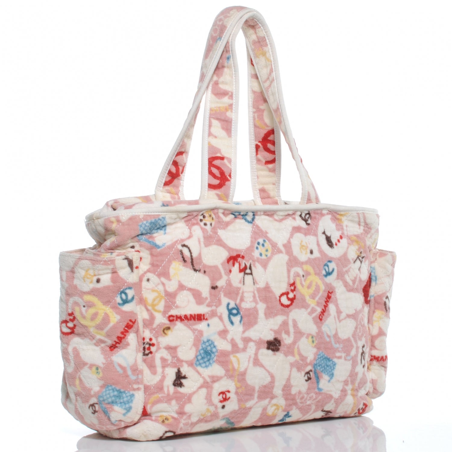 Chanel Terry Cotton Baby Animals Diaper Bag Pink 3 of 9