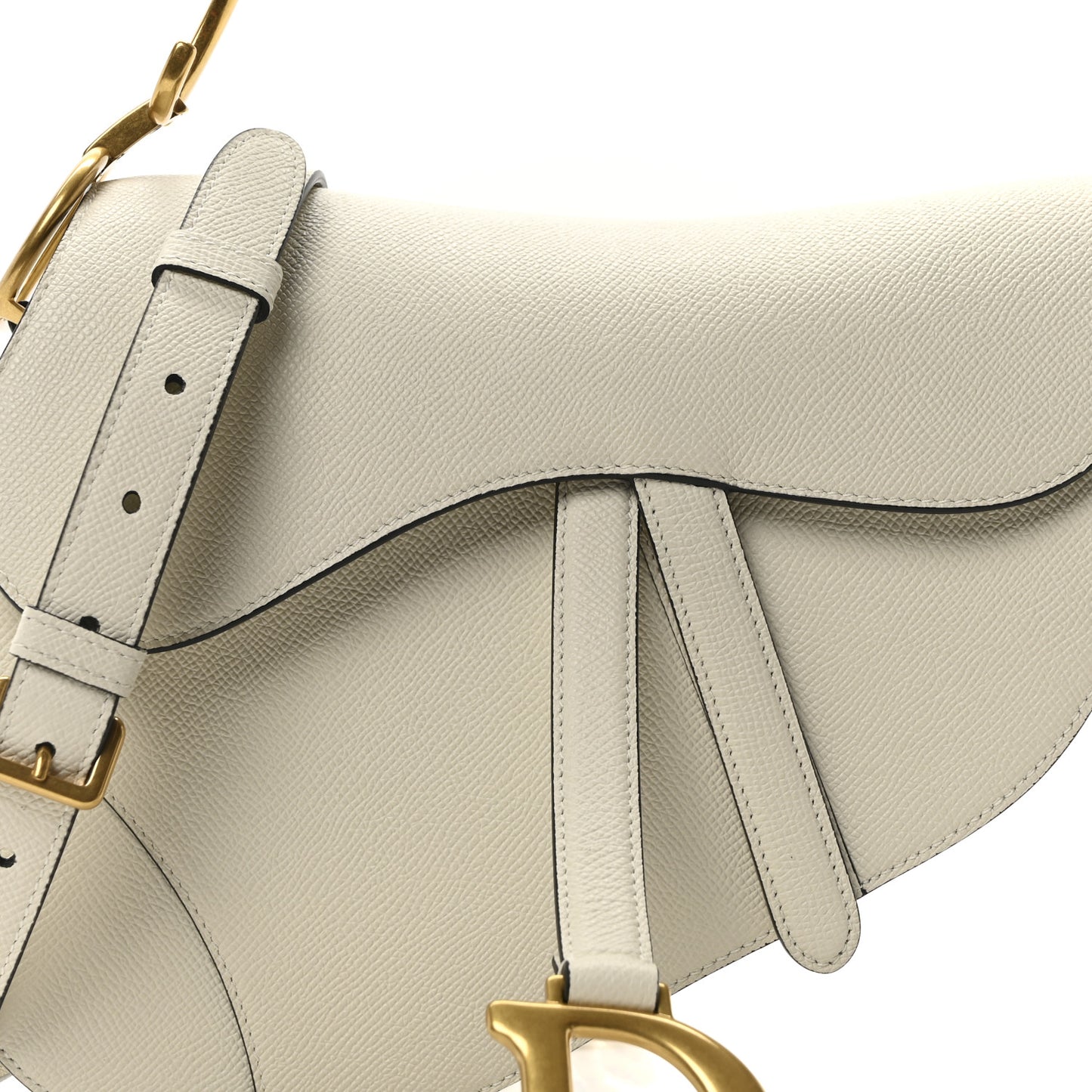 Grained Calfskin Saddle Bag With Strap Latte
