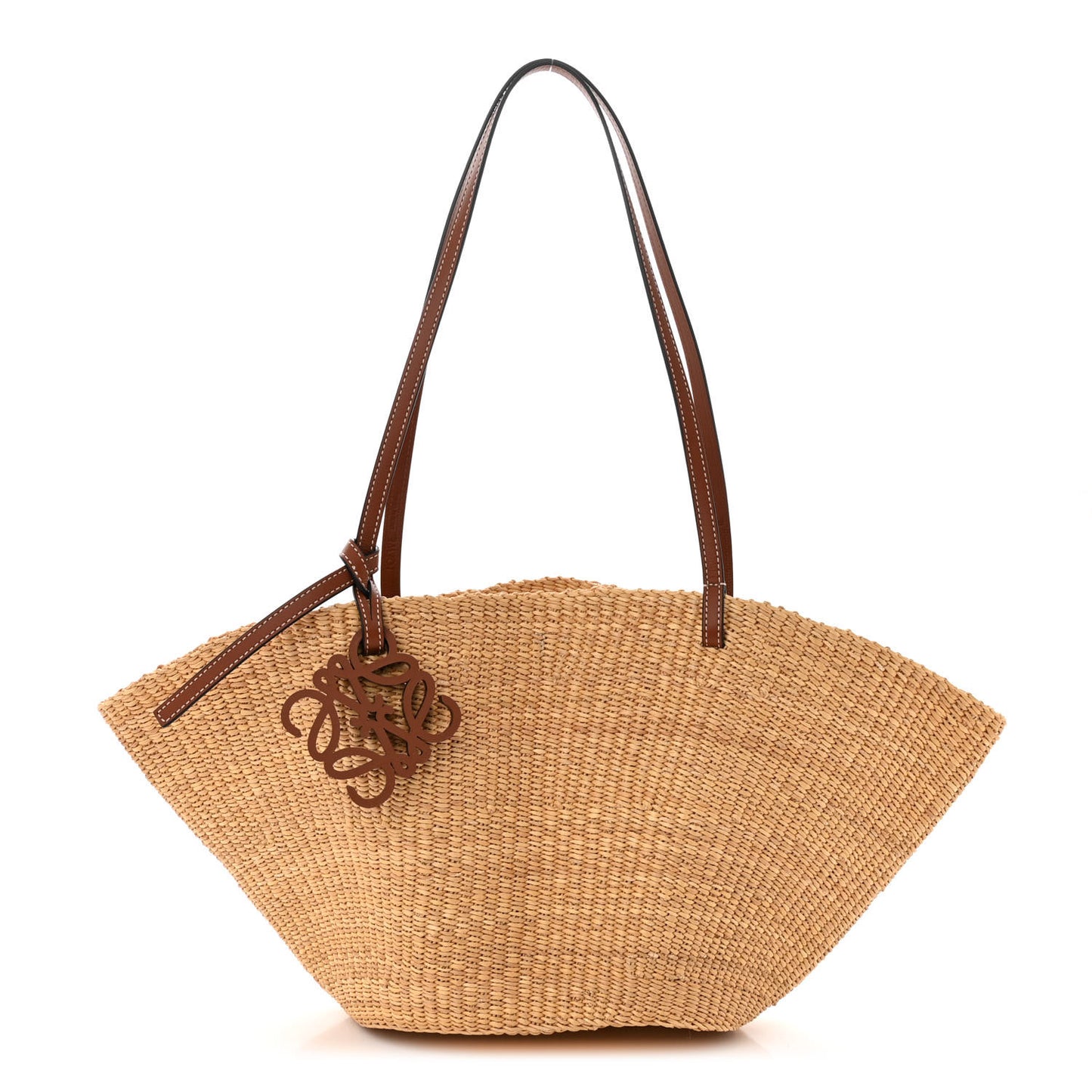 Calfskin Raffia Paulas Ibiza Small Shell Basket Tote Bag Natural Tan